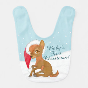 Baby's First Christmas (Reindeer) Baby Bib