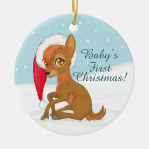Baby's First Christmas (Reindeer) Ceramic Ornament
