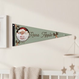 Baby's First Christmas Reindeer Photo Pennant Flag