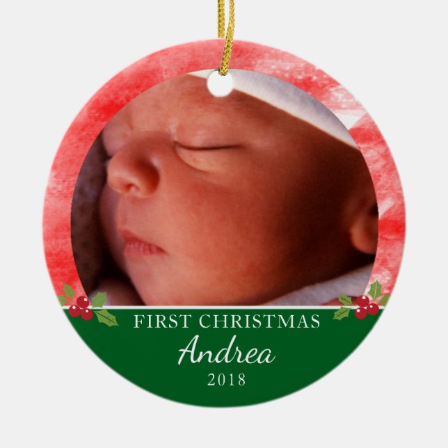 Baby's First Christmas Round Ornament (Front)