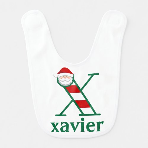 Babys First Christmas Santa Bib Monogram x