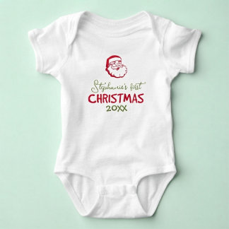 Baby's First Christmas Santa Claus Personalized Baby Bodysuit