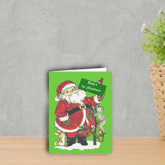 Baby's First Christmas Santa Photo Holiday Card