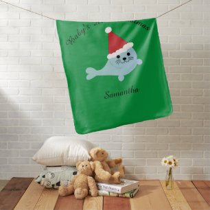 Baby's First Christmas Santa Seal Baby Blanket