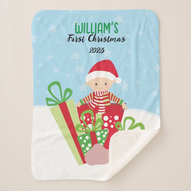 🎄Baby's First Christmas  Sherpa Blanket (Front)
