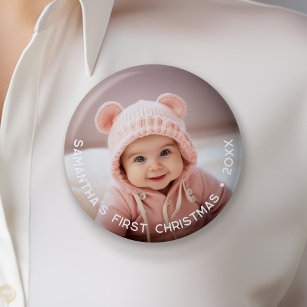 Baby's First Christmas - Simple Photo curved type Button