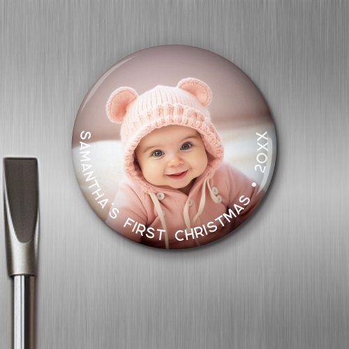 Babys First Christmas _ Simple Photo curved type Magnet