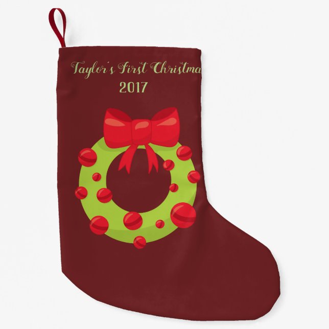 Babys First Christmas Small Christmas Stocking (Front)