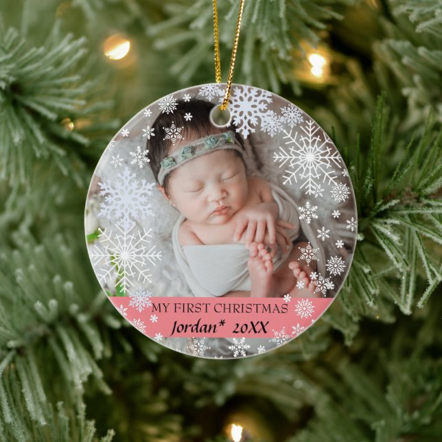 Baby's first christmas snowflakes   ceramic ornament (Tree)