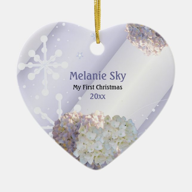 Baby's First Christmas Snowflakes Floral Ornament (Front)