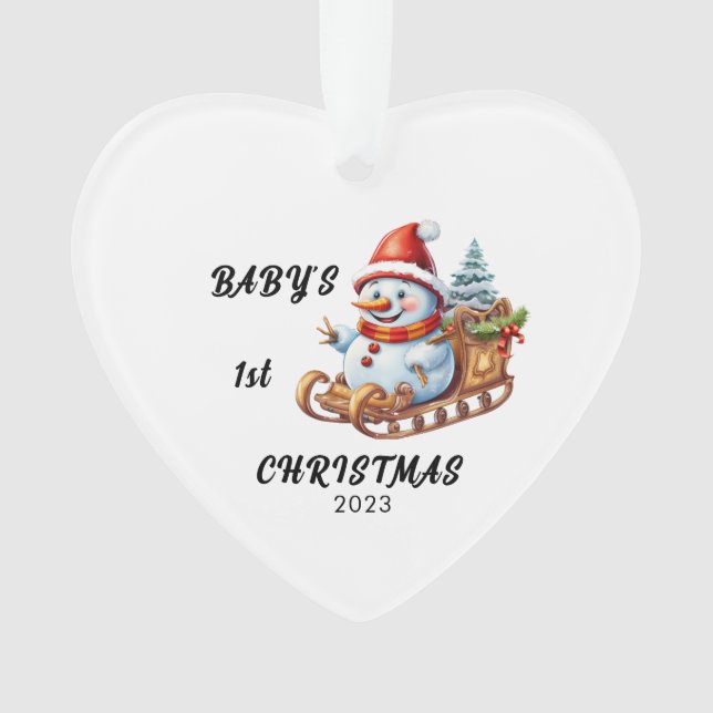Baby's First Christmas Snowman Acrylic Ornament (Front)