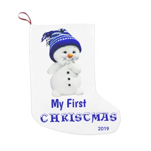 Babys First Christmas Snowman Small Christmas Stocking