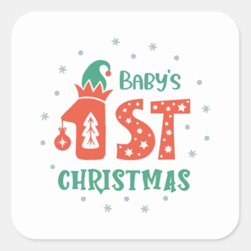 Babys First Christmas  Square Sticker