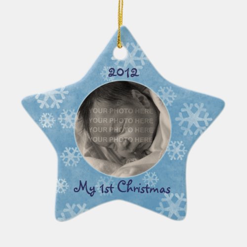 Babys First Christmas Star Photo Ornament