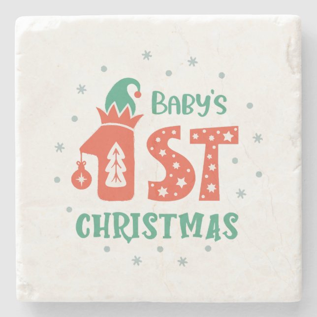 Baby's First Christmas  Stone Coaster (Front)