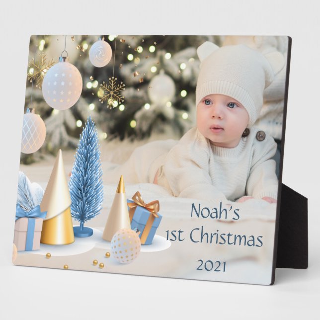 Baby's First Christmas Tabletop Plaque with Easel (Side)