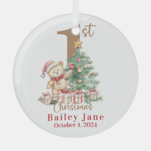Baby's First Christmas teddy Bear Glass Ornament