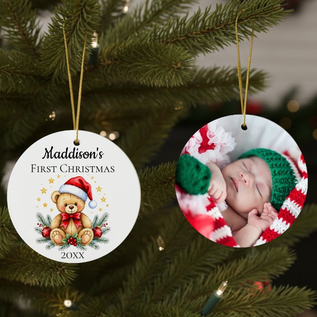 Baby's First Christmas Teddy Bear Photo Ornament (Baby's First Christmas Teddy Bear Ornament)