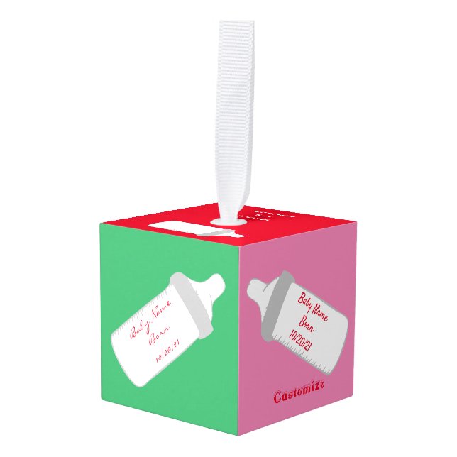 Baby's First Christmas Thunder_Cove  Cube Ornament (Front Angled)