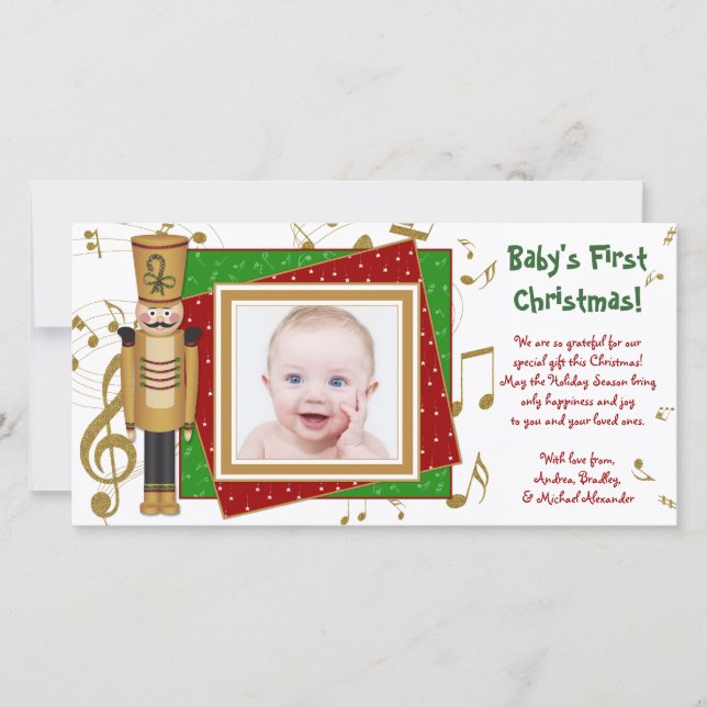 Baby's First Christmas Toy Soldier Photo Cards (Front)