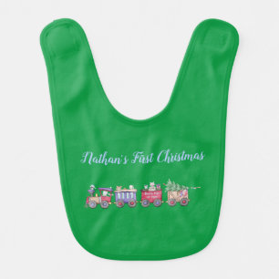Baby's First Christmas Toy Train Baby Animals  Bib
