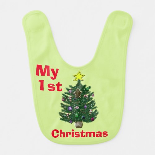 Babys First Christmas Tree Bib