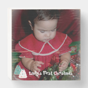 Babys First Christmas Tree Sprinkle Cookie Wooden Box Sign