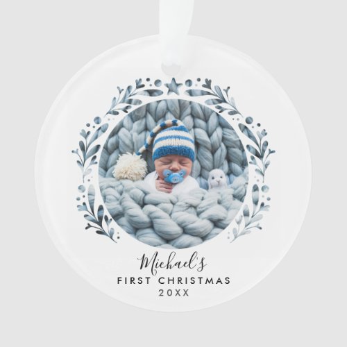Babys First Christmas White Cutout Frame Photo Ornament
