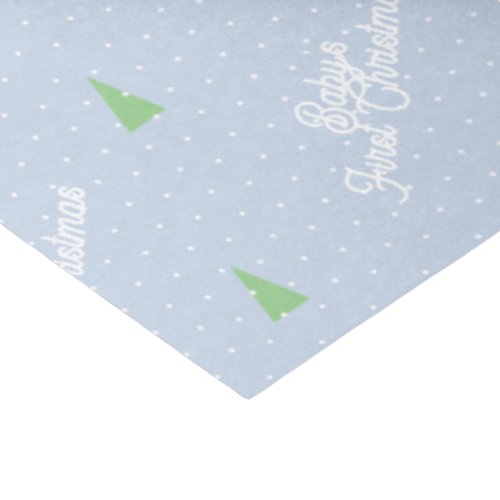 Babys First Christmas Winter Tree Blue Polka Dots Tissue Paper
