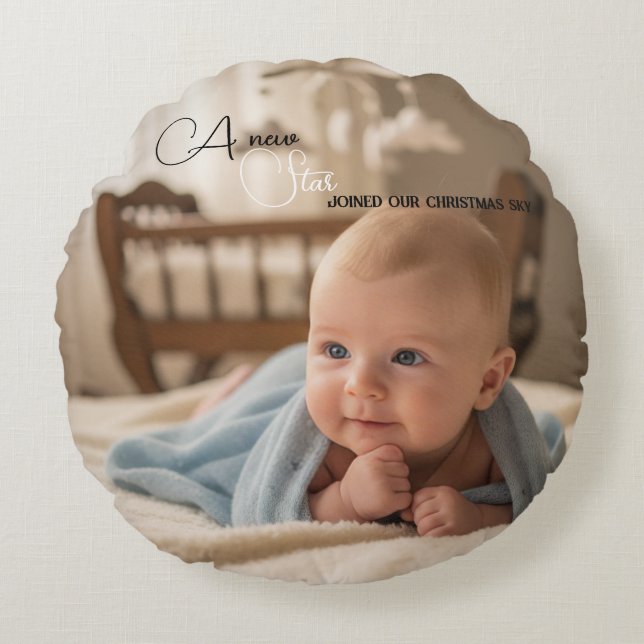 Baby's First Christmas Wish Round Pillow (Front)