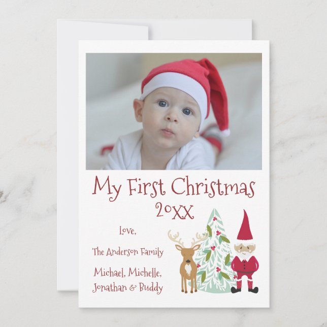 Baby's First Christmas with Photo Holiday Card (Front)