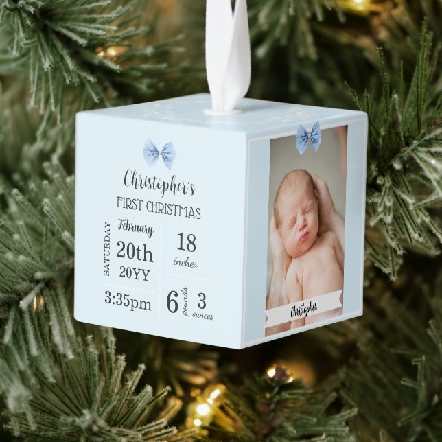 Baby's First Christmas with Photos Cube Ornament (Tree)
