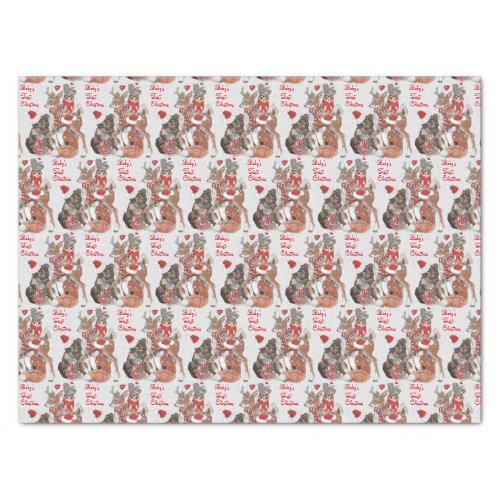 Babys First Christmas Woodland Animals Deer Bunny Tissue Paper