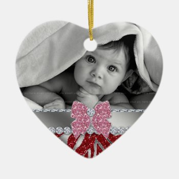 Babys First Christmas Zebra Red Silver Ornament by BabyDelights at Zazzle