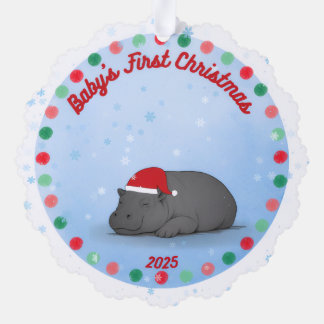 Baby's First Chritmas - Paper Ornament - Hippo Card