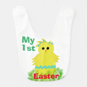 Baby's First Easter Blue Yellow Chick Egg Baby Bib