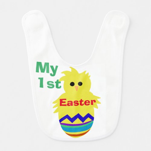 Babys First Easter Colorful Striped Chick Egg Bib