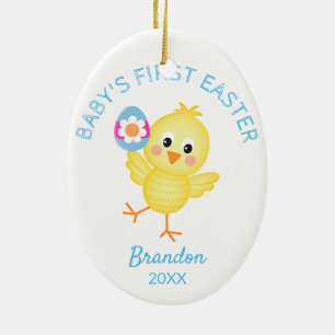 Baby's First Easter Cute Chick Personalized Easter Ceramic Ornament
