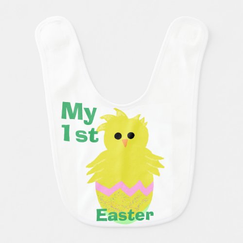 Babys First Easter Cute Yellow Baby Chick Egg Bib