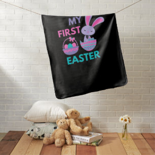 Babys First Easter Funny Rabbit Baby Blanket