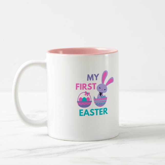 Babys First Easter Funny Rabbit  Coffee Mug (Left)