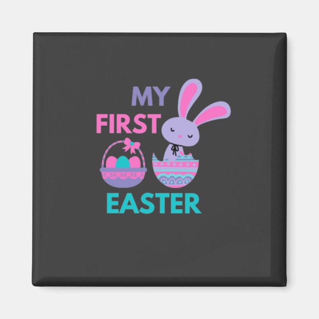 Babys First Easter Funny Rabbit Magnet (Front)