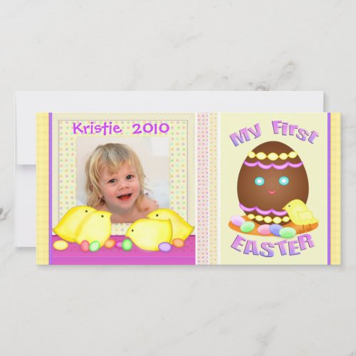 Babys First Easter Personalized Photo Card