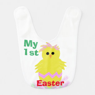 Baby's First Easter Pink Green Yellow Chick Egg Bib