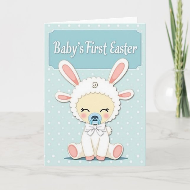 Babys First Easter Polka Dot Card (Front)