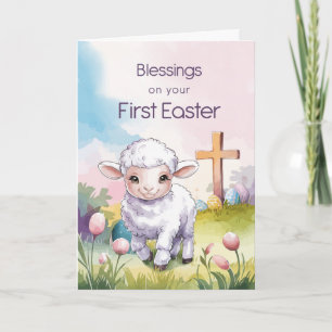 Baby's First Easter Religious Lamb Cross Christian Card