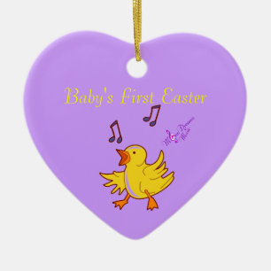 Baby's First Easter Singing Chick Heart Ornament