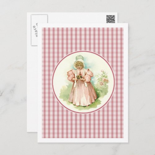 Babys First Easter Vintage Baby Girl with Chicks Holiday Postcard