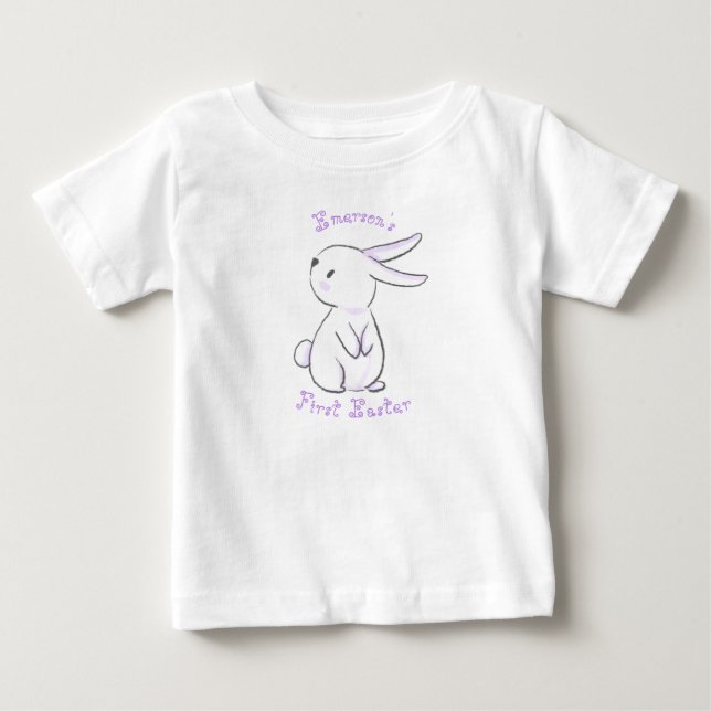 Baby's first Easter with cute bunny purple Baby T-Shirt (Front)