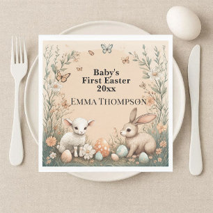 Baby's First Easter Woodland Animals Bunny Lamb Napkins